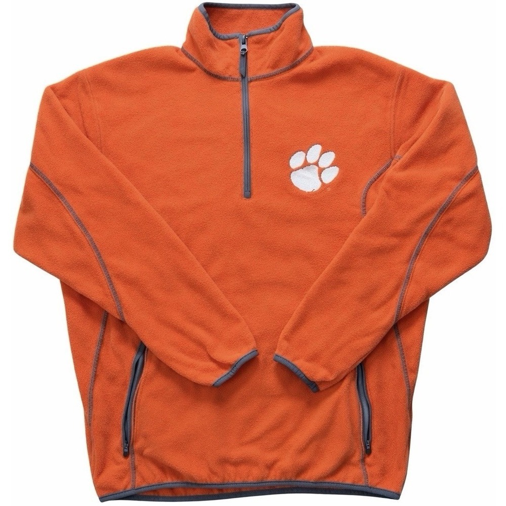 Antigua Clemson Tigers Fleece Quarter Zip Pullover Orange NCAA Football Jacket L